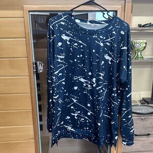 SHEIN Navy Blue Splatter Long Sleeve Tee